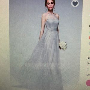 Silver A-line scoop neck chiffon bridesmaid dress